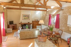 TV, fireplace, DVD player, books - The Granary is in a rural location, perfect for families, couples and pets. (Naunton)