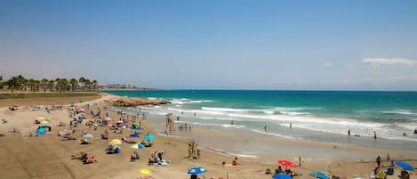 Playa en los alrededores, camastros y toallas de playa