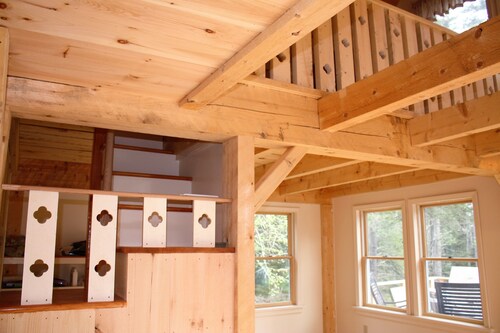 Secluded Rustic Cabin in the Woods with Distant Water View