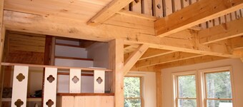 Secluded Rustic Cabin in the Woods with Distant Water View