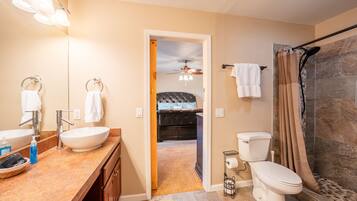 Hair dryer, towels, toilet paper