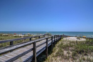 Beach nearby, sun loungers