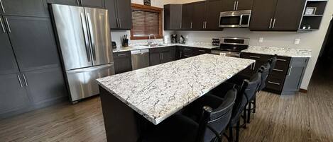 Fridge, microwave, oven, dishwasher