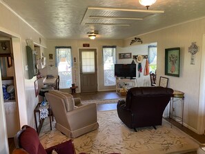 TV, DVD player, books