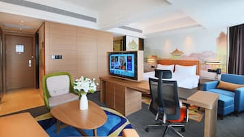 Design Studio Suite | Minibar, desk, laptop workspace, blackout curtains