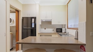 Fridge, microwave, oven, toaster