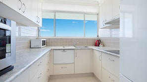 Fridge, microwave, oven, dishwasher