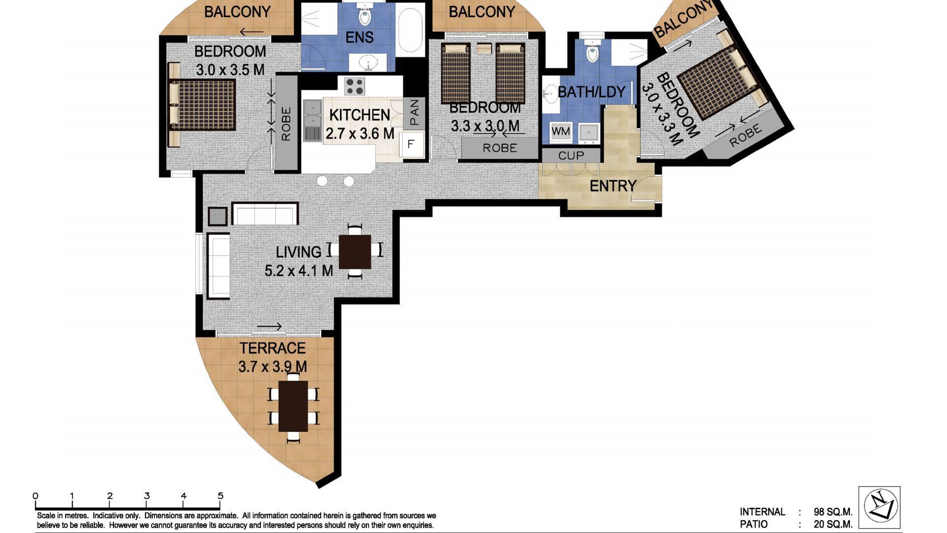 Calypso Tower Unit 807 Three bedroom beachfront apartment in central Coolangatta — image 4