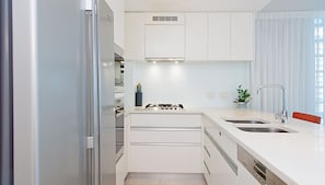 Fridge, microwave, oven, dishwasher