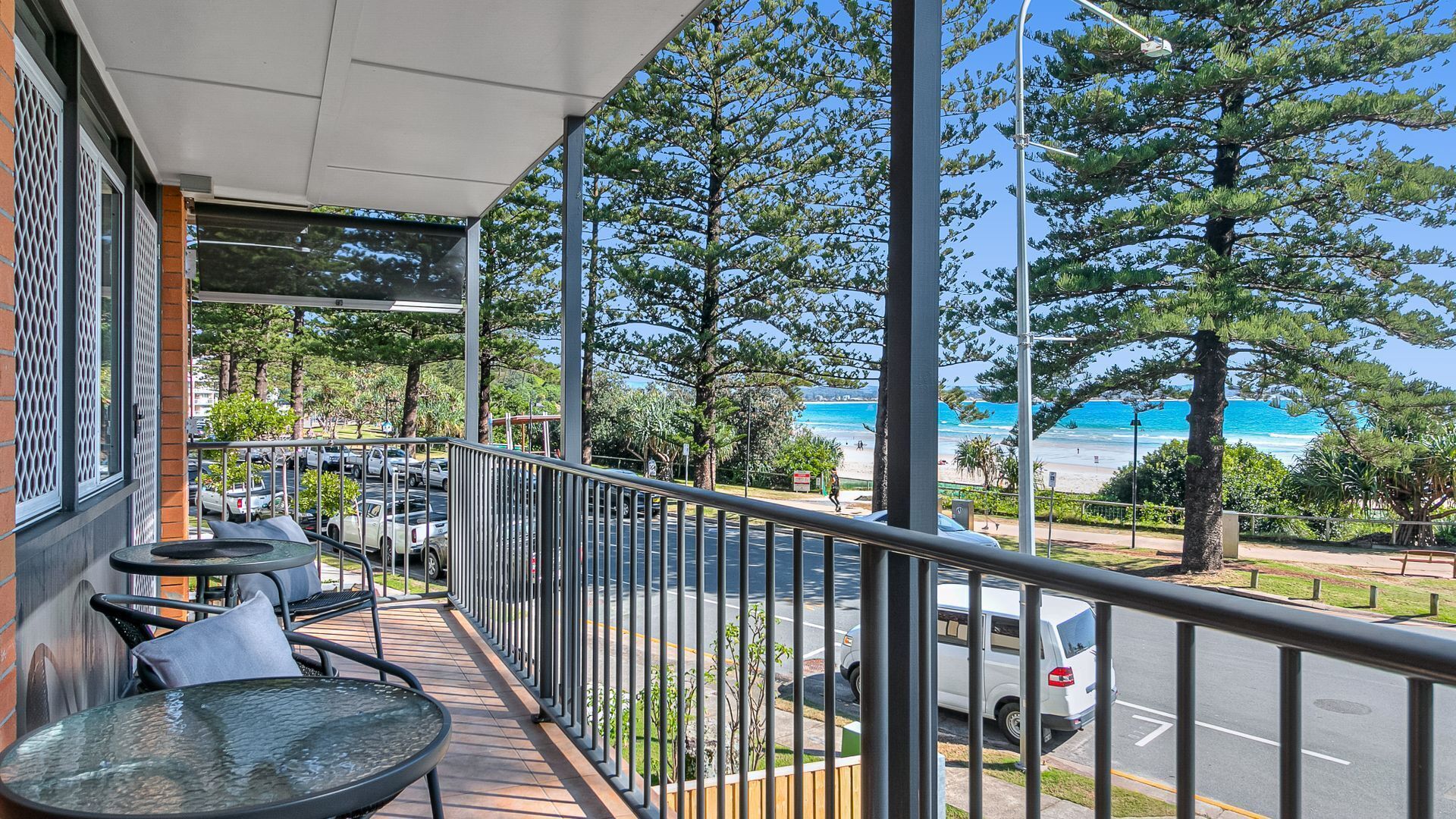 Pacific View Unit 3 Balcony with ocean views on the Beachfront in Rainbow Bay Coolangatta — image 6