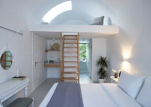 Deluxe Suite, Jetted Tub (Marco Sanudo) | Hypo-allergenic bedding, memory foam beds, in-room safe, desk - The Arches (Santorini)