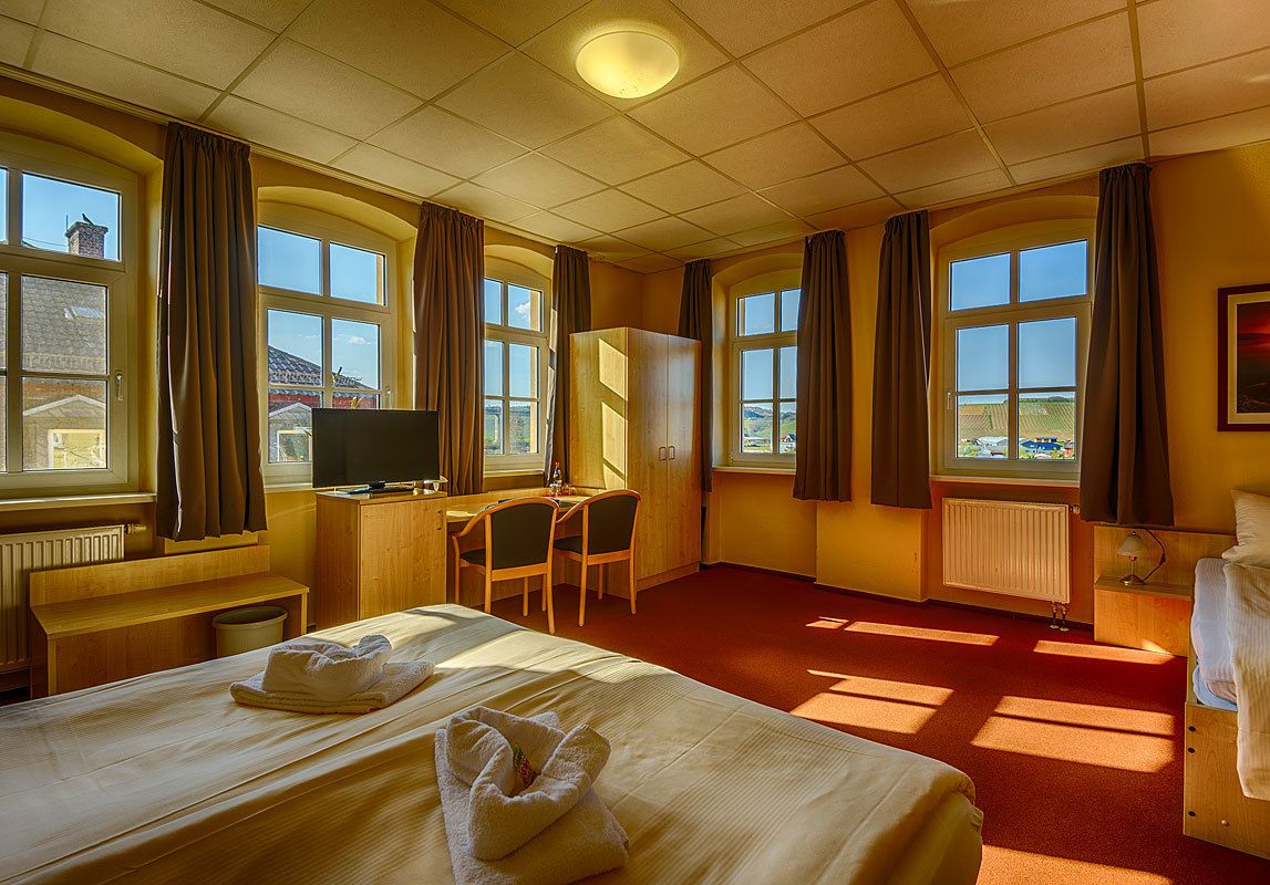 desk, laptop workspace, blackout curtains, iron/ironing board