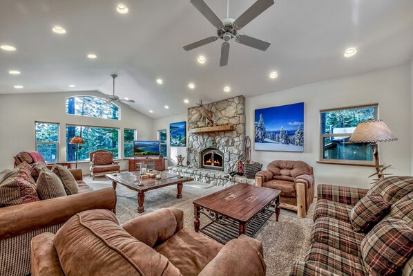 TV, fireplace, video games, DVD player