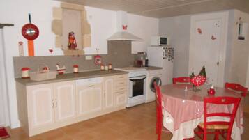 Een koelkast, een microgolfoven, een oven, een vaatwasser