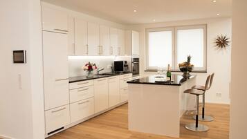 Fridge, microwave, stovetop, dishwasher