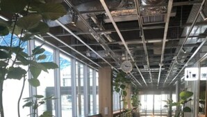 A modern indoor space with seating areas, large windows, and potted plants. - HEARTS Capsule Hotel & Spa HAKATA (Fukuoka)