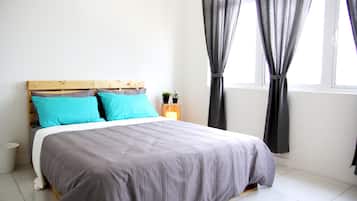 2 bedrooms, bed sheets