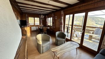 TV connectée, cheminée, livres