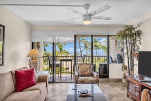 Smart-tv, dvd-spelare, böcker och en stereo