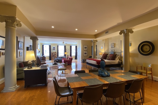 Dining table can accommodate 8.