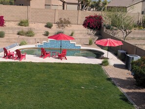 Outdoor pool, a heated pool - Classy and Comfortable, Gated 4-Bdrm Home, Heated Pool Family-Friendly (Mesa)