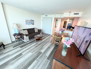 Flat-screen TV, DVD player