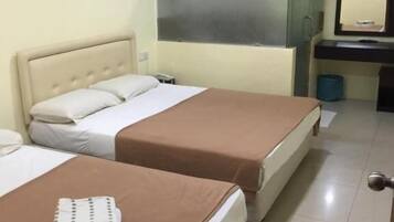 Desk, free WiFi, bed sheets