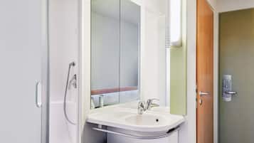 Shower, towels, soap, shampoo