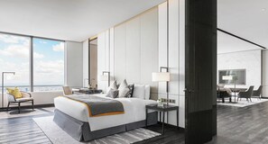 1 多间卧室、高档床上用品、羽绒被、迷你吧