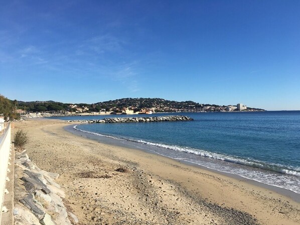 Beach nearby, sun-loungers