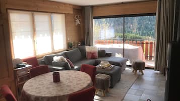 TV connectée, cheminée, lecteur de DVD, table de tennis de table