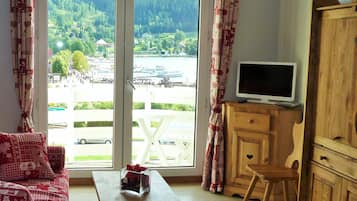 Een televisie, een dvd-speler en boeken