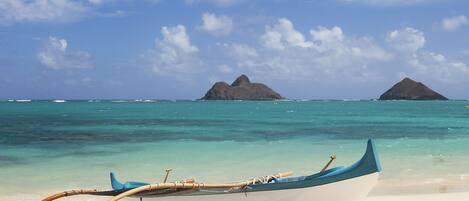 Playa en los alrededores, camastros y toallas de playa