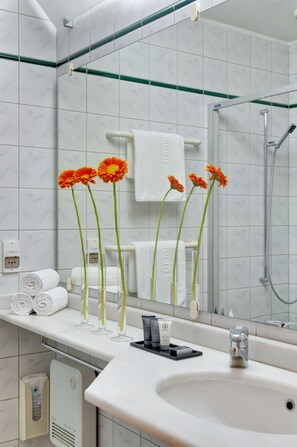 Ducha, artículos de higiene personal ecológicos y secador de pelo
