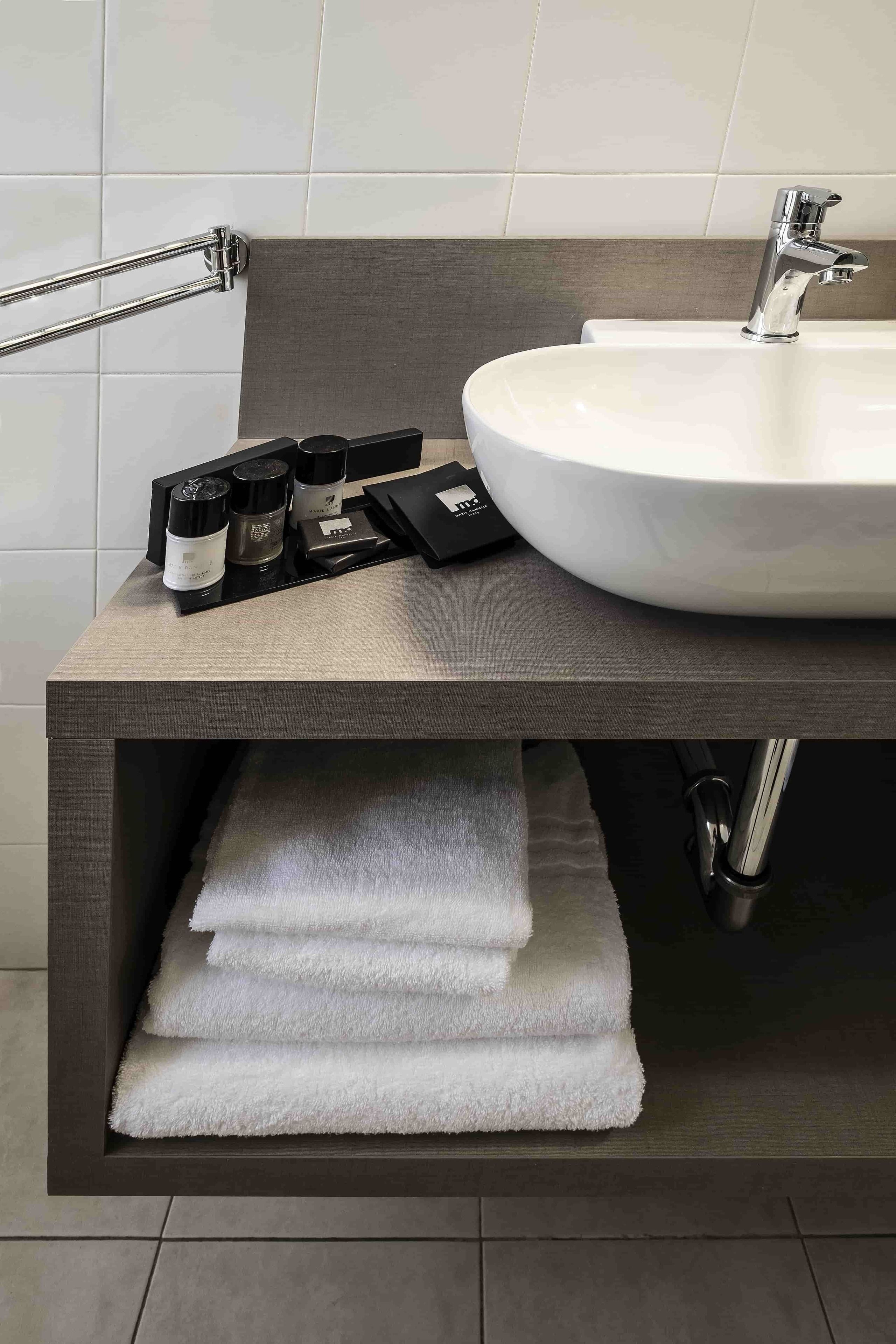 free toiletries, hair dryer, bidet, towels