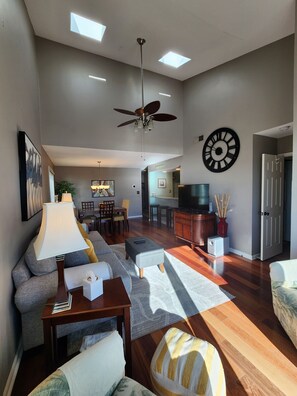 Smart TV, DVD player, books, video library
