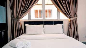 2 bedrooms, individually furnished, blackout drapes, soundproofing