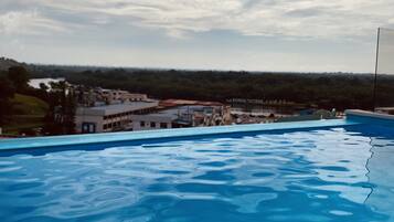 Outdoor pool, pool loungers