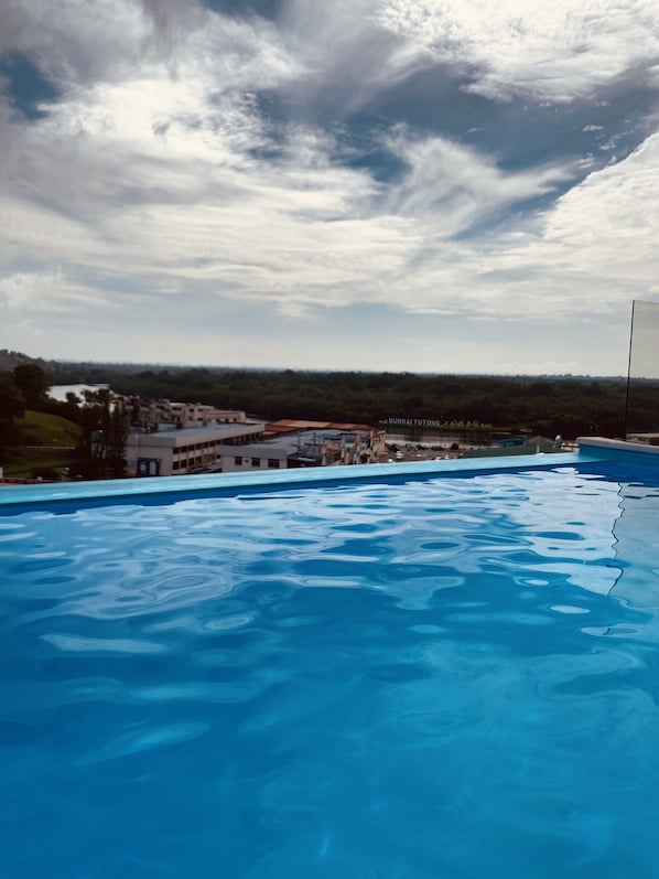 Outdoor pool, sun loungers