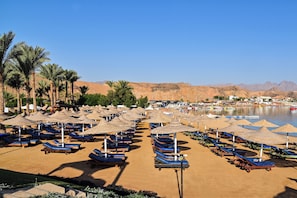 Private beach, beach bar