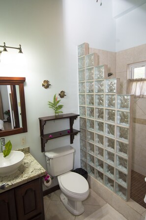 Hair dryer, towels, toilet paper