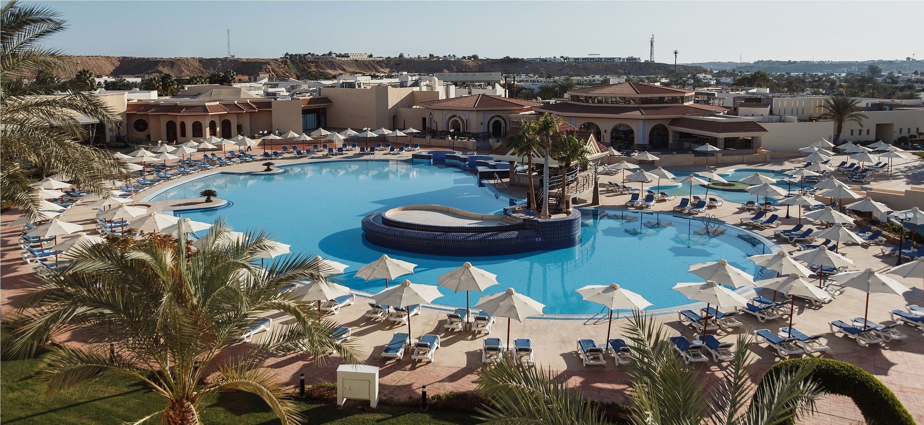 3 outdoor pools, open 7:00 AM to 6:00 PM, free cabanas, pool umbrellas