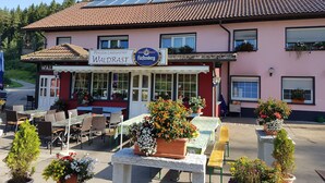A building with a sign reading "Pension Landgasthof Waldrast" and "Füchtenberg" indicating a restaurant or inn. - Landgasthof Waldrast (Voehrenbach)