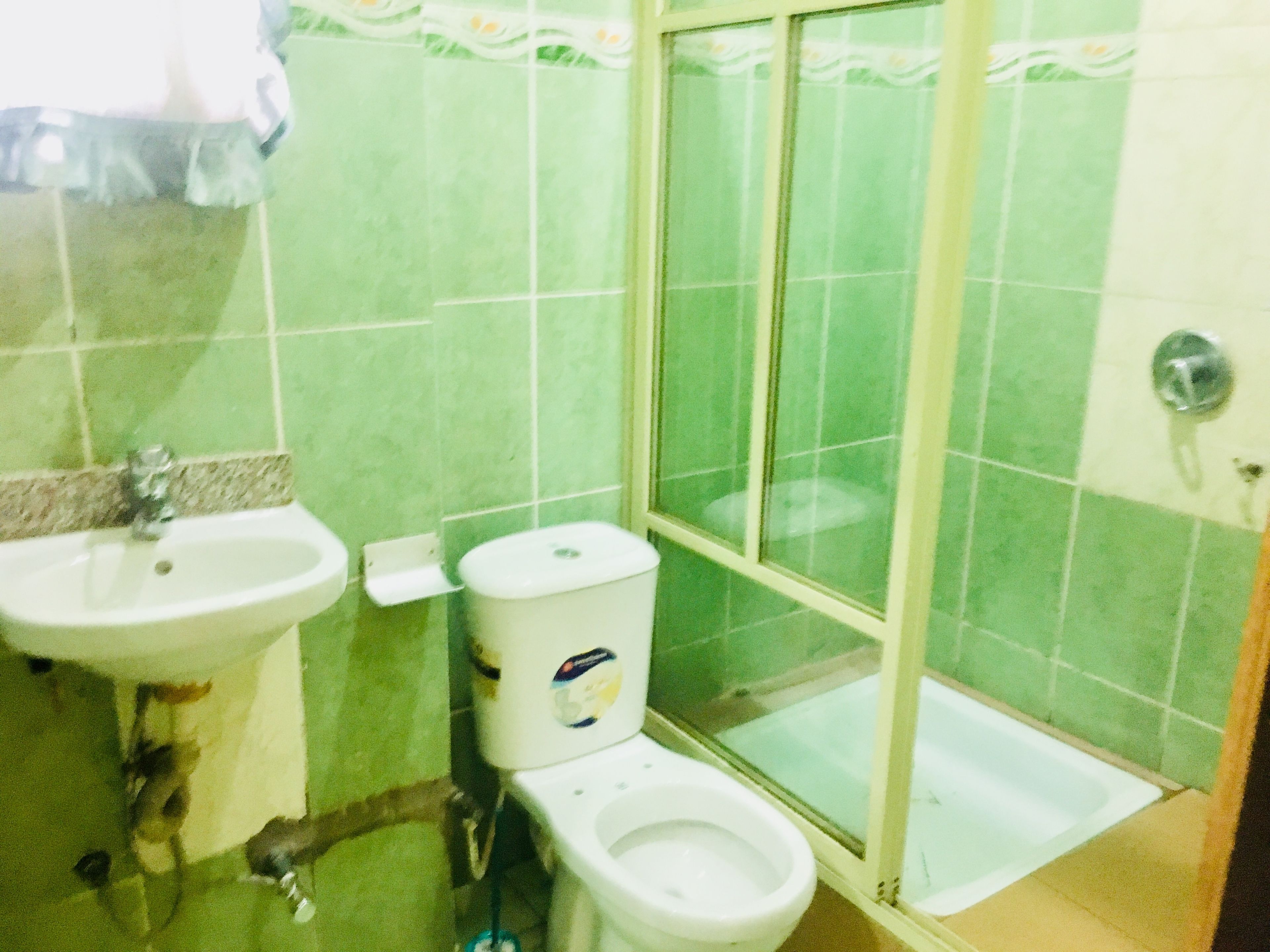 Un baño con lavabo, inodoro y zona de ducha.