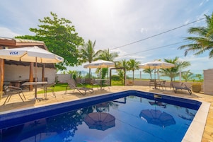 Outdoor pool, sun loungers