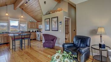 Älytelevisio, takka, DVD-soitin, kirjoja