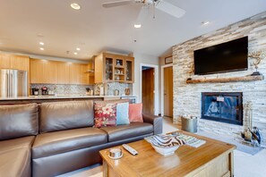 Apartment, Multiple Beds (Centennial 1 Bedroom  Condo Unit No. ) | Living room | Fireplace - Centennial 1 Bedroom Condo Unit No. 11b (Avon)