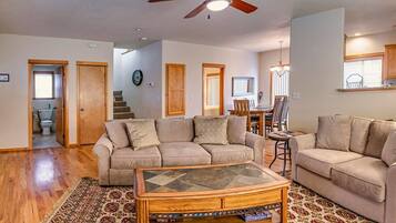 House (3 Bedrooms) | Living area | TV, fireplace