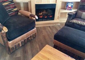 Smart TV, fireplace, DVD player