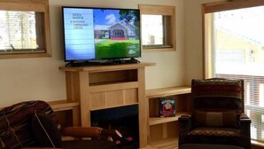 Smart TV, fireplace, DVD player
